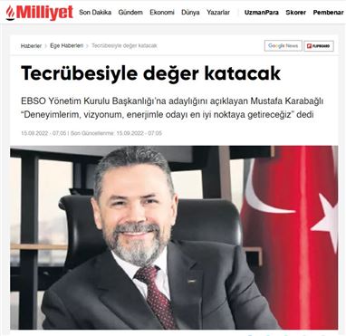 Mustafa Karabağlı Ebso'ya tecrübesiyle değer katacak
